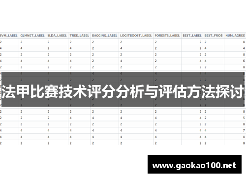 法甲比赛技术评分分析与评估方法探讨
