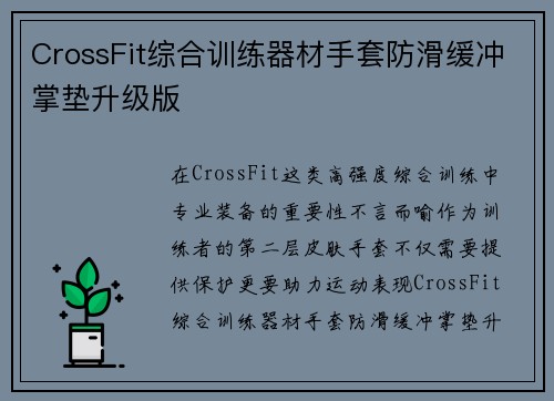 CrossFit综合训练器材手套防滑缓冲掌垫升级版